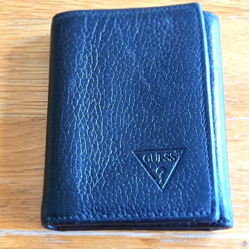 GUESS Black Leather ID Trifold Wallet